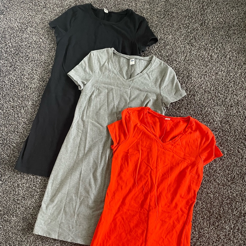 Old Navy Black, Heather Gray, and Orange Dresses